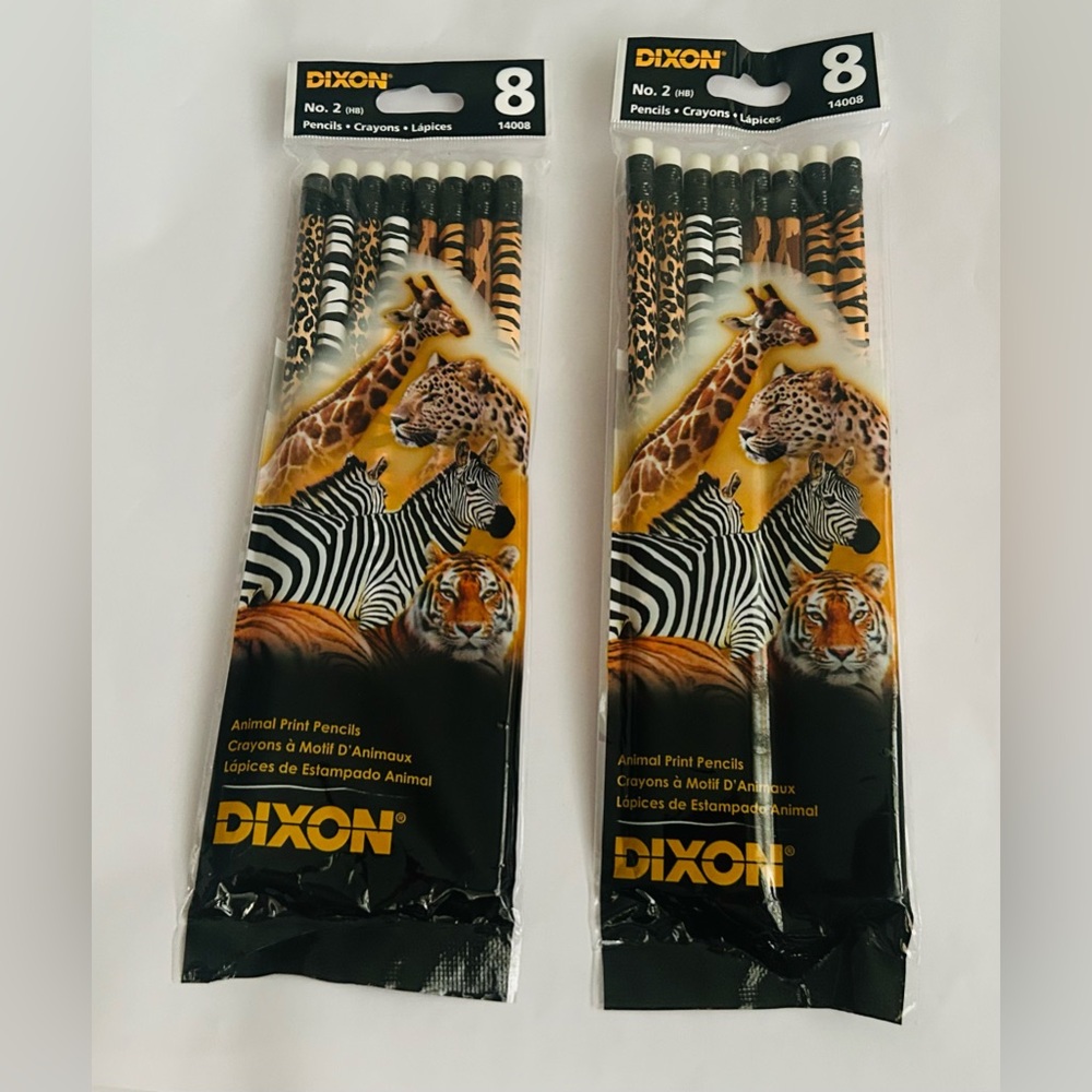 New 16 Dixon Animal Print Pencils Giraffe Cheetah Zebra Tiger 100% Real Wood